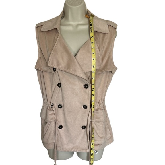 Pinkish/beige vest with cinch waist and collar size S - Picture 3 of 7
